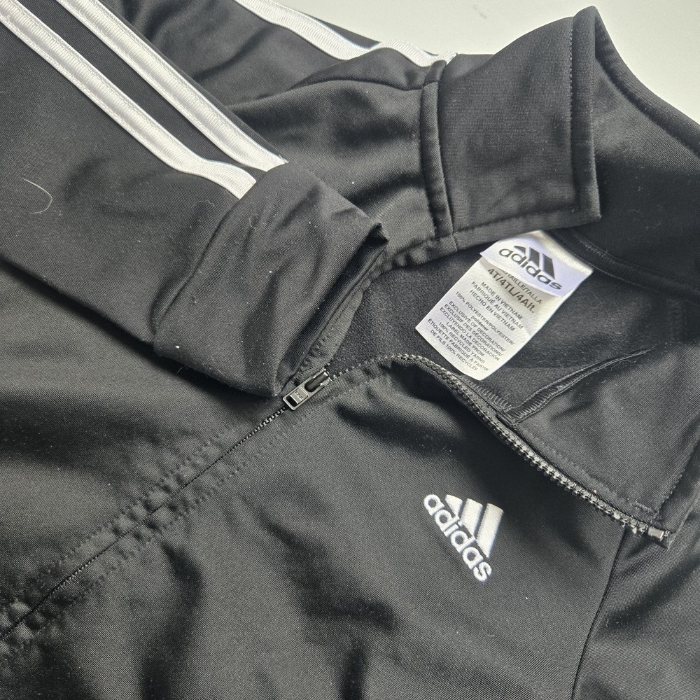 ADIDAS Toddler Boys Size 4T Full‎ Zip Jacket Sweatshirt Black Logo Track